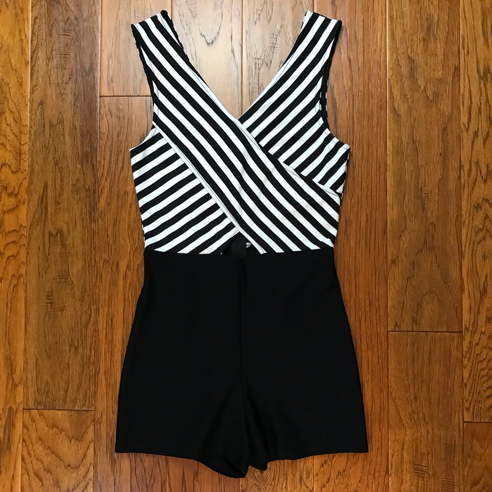 Soprano Black and White Cut Out Romper
